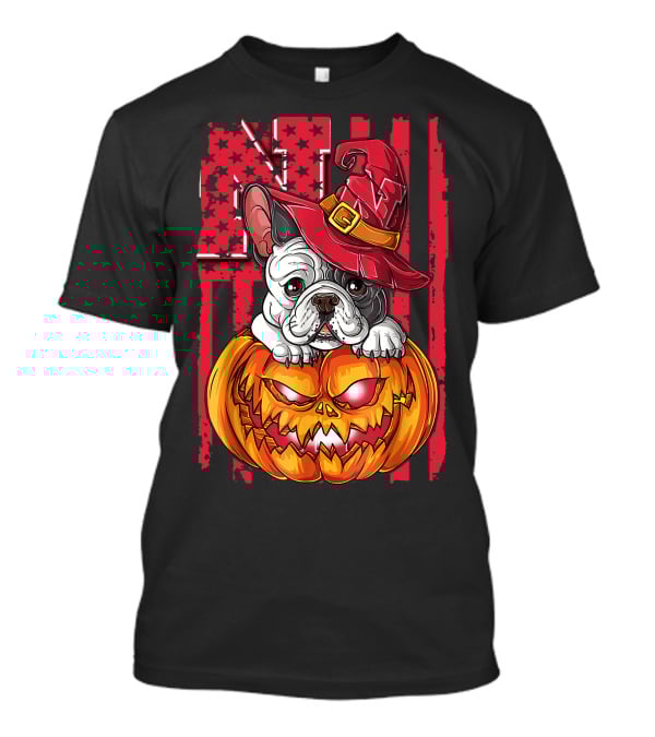 Hlw Bulldog Nebraska Cornhuskers Halloween Pumpkin Wizard Hat T-Shirt