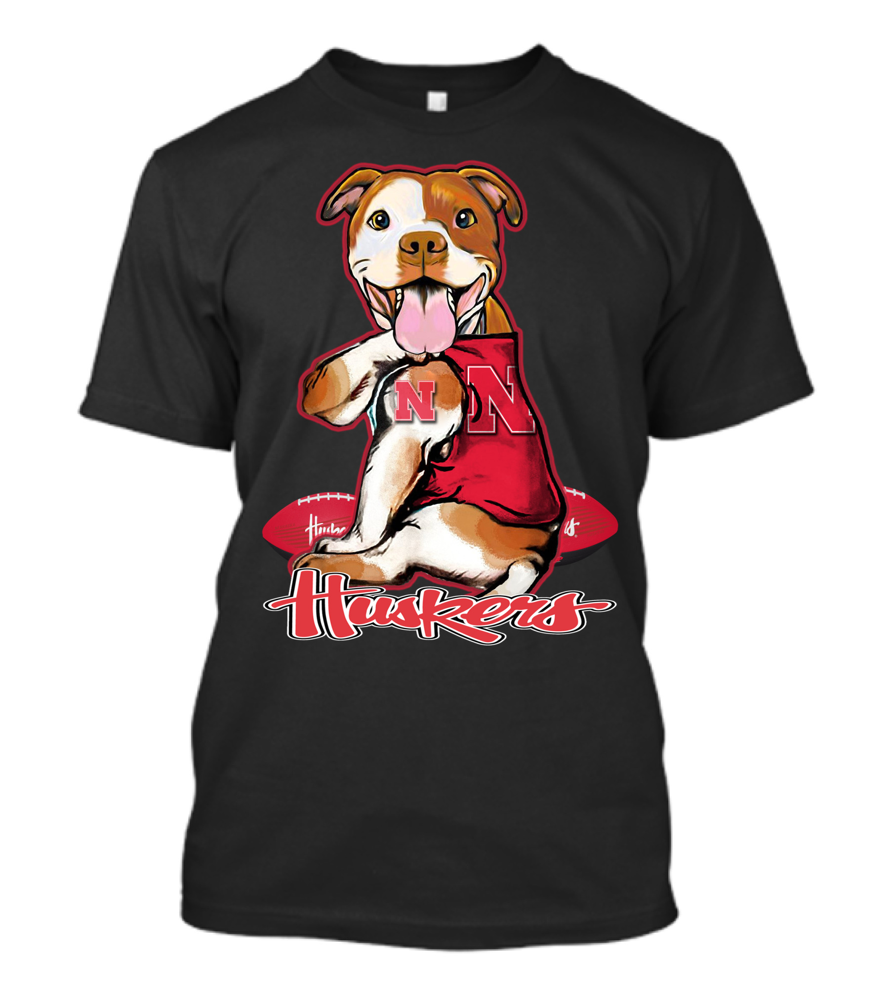 Huskers N Football Dog Nebraska Cornhuskers T-Shirt