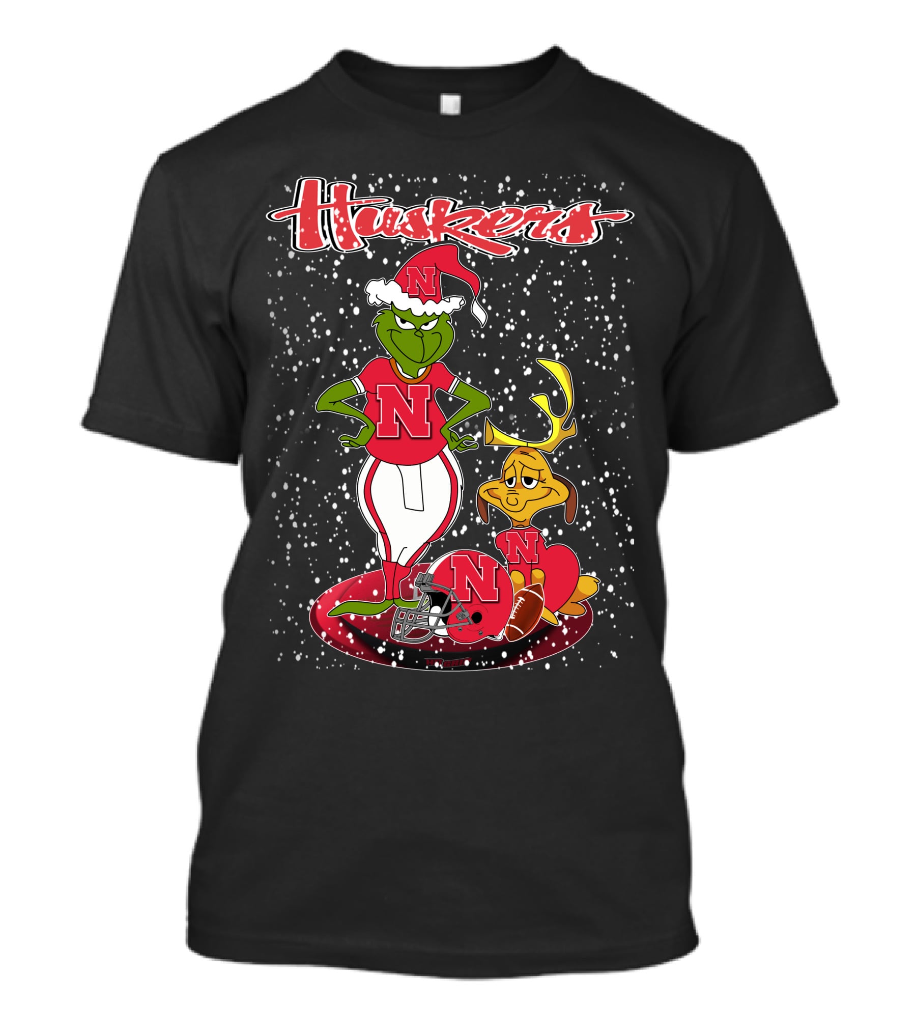 Huskers Grinchxmas Nebraska Cornhuskers Snowy Football Scene T-Shirt