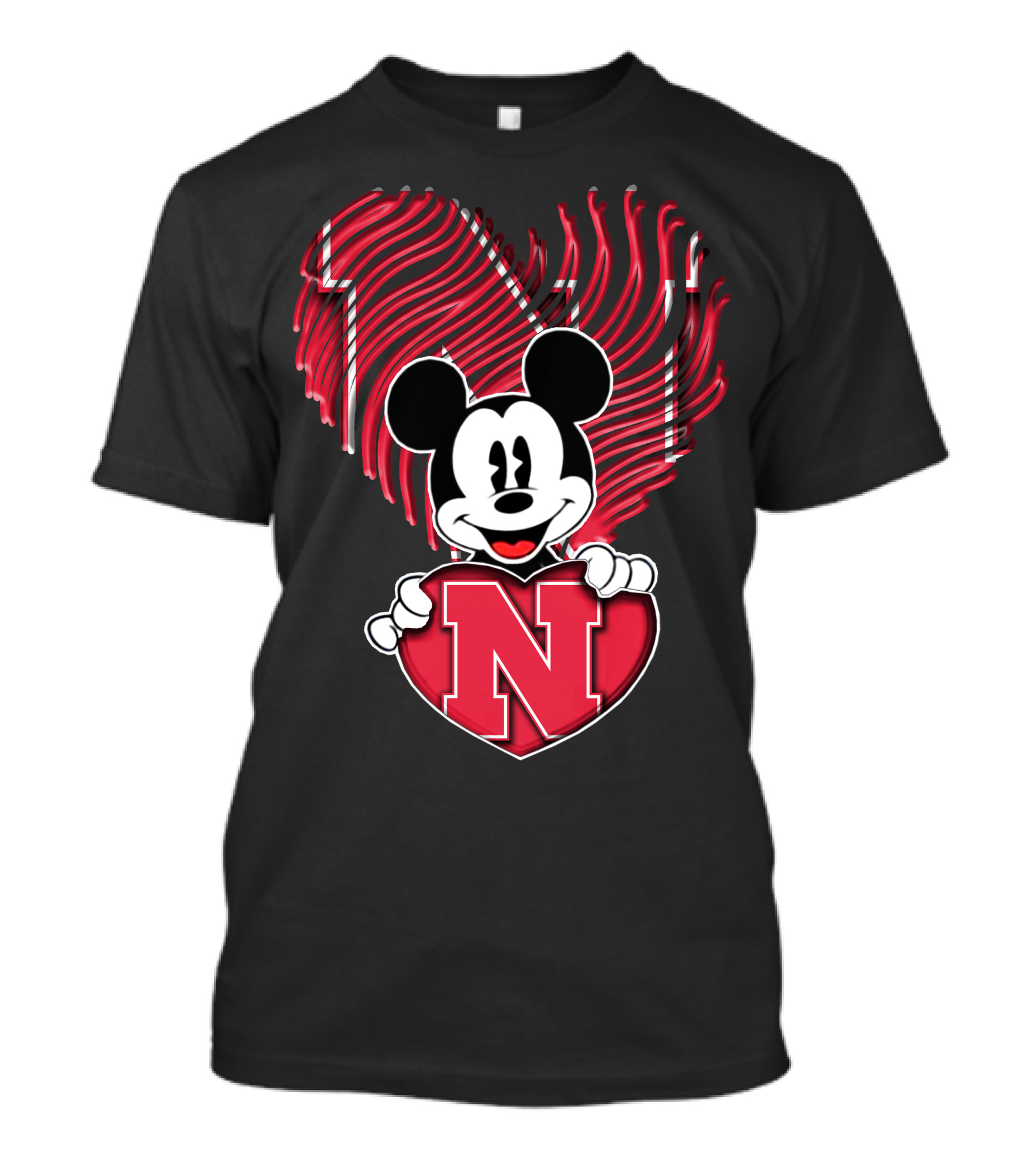 Mickey Mouse Nebraska Cornhuskers Heart Fan T-Shirt