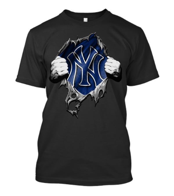 Ripped New York Yankees NY Logo With Hands T-Shirt