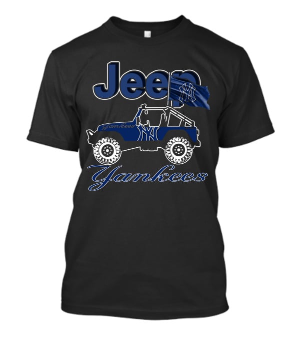 Jeep Yankees New York Yankees Blue Jeep With Yankees Flag T-Shirt