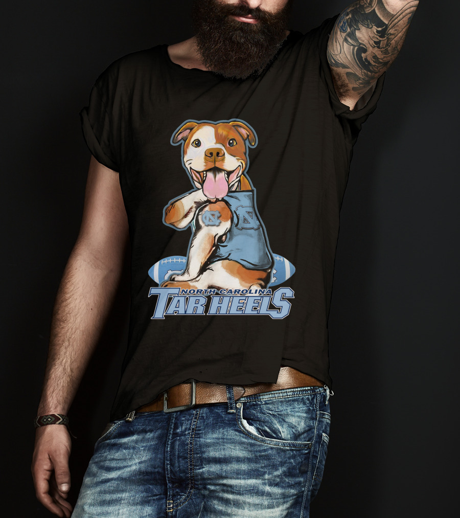 North Carolina Tar Heels Pittbull With Football T-Shirt