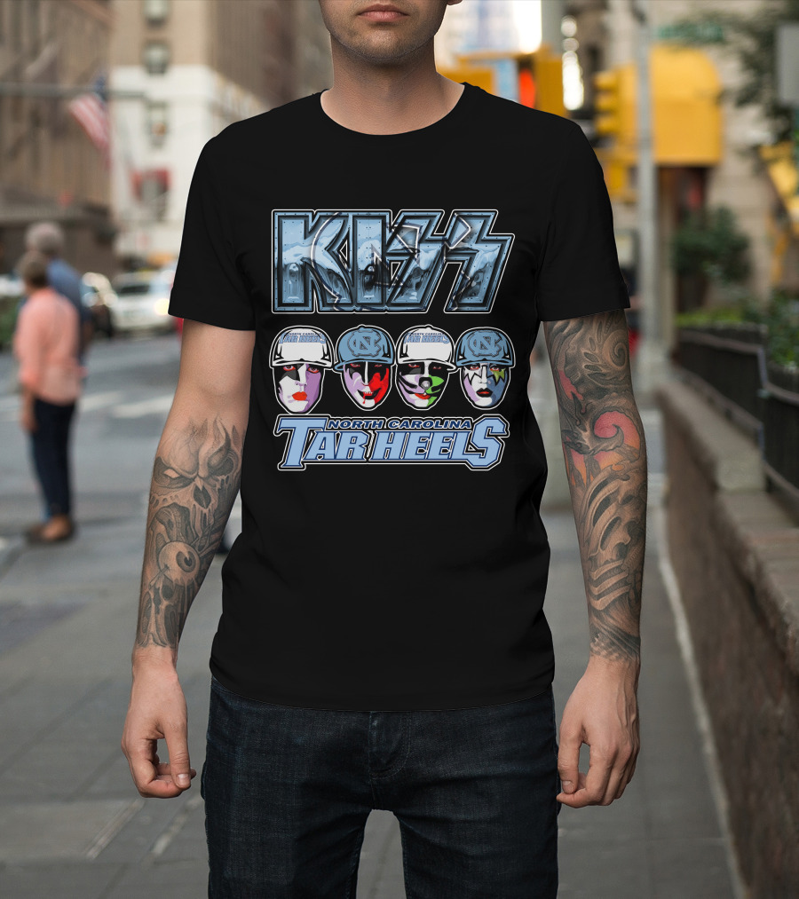 Kiss North Carolina Tar Heels Rock Band Faces Unc Tribute T-Shirt