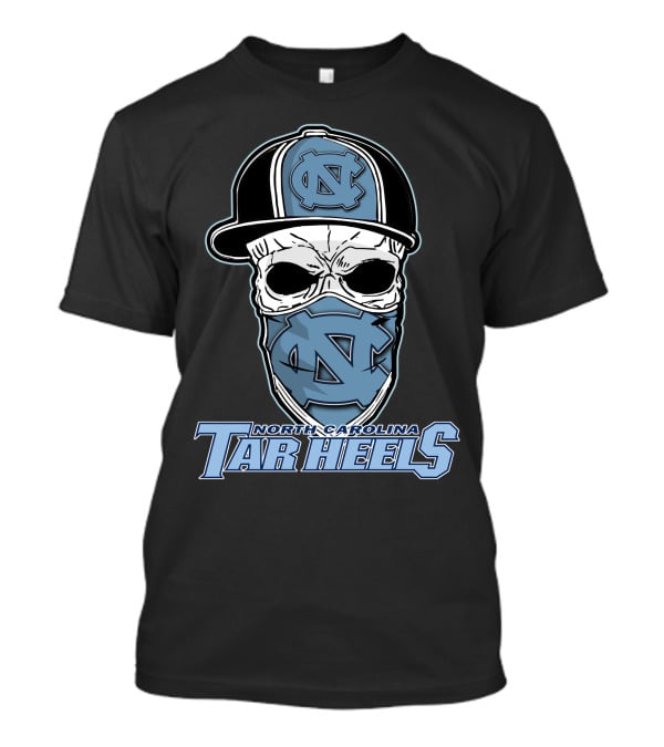 North Carolina Tar Heels Skull Hat T-Shirt