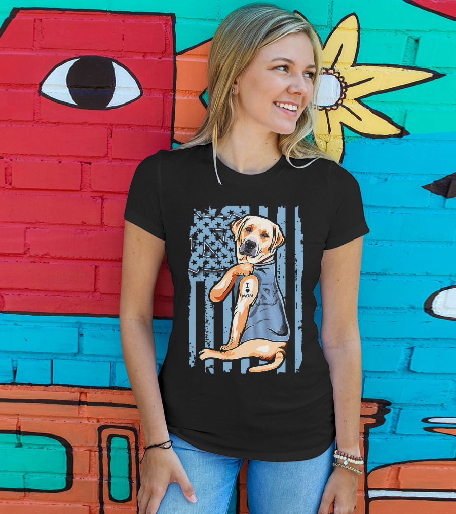 Labrador Retriever I Love Mom North Carolina Tar Heels T-Shirt