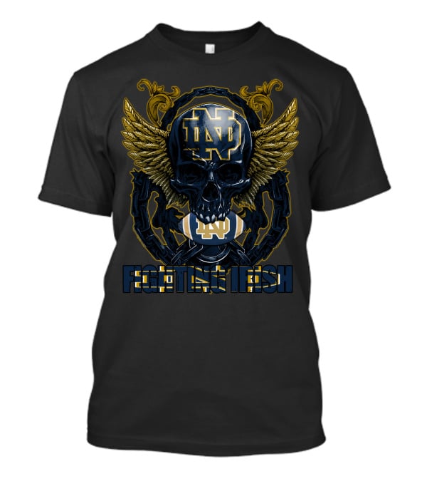 ND Skull Wings Chain Football Fighting Irish T-Shirt