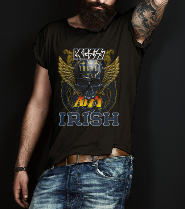 Kiss Notre Dame ND Winged Skull Irish T-Shirt