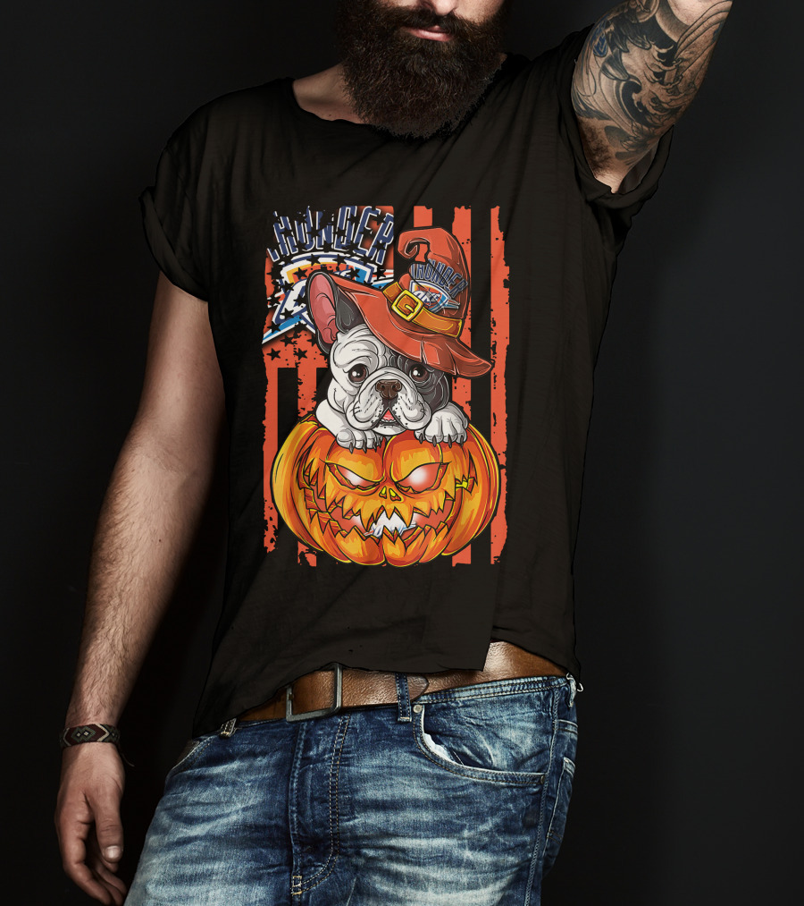 Hlw Bulldog Oklahoma City Thunder Halloween Pumpkin T-Shirt