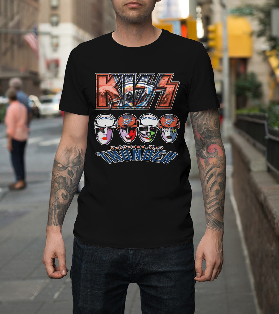 Kiss Oklahoma City Thunder Mascot Face Paint Display T-Shirt