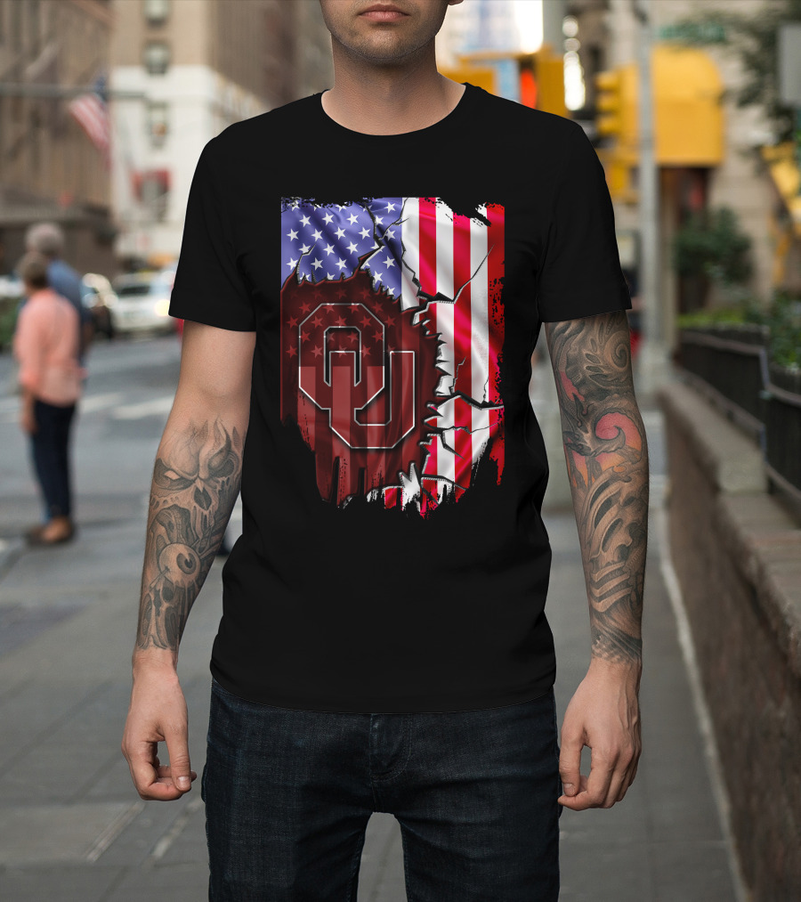 American Flag Oklahoma Sooners OU T-Shirt