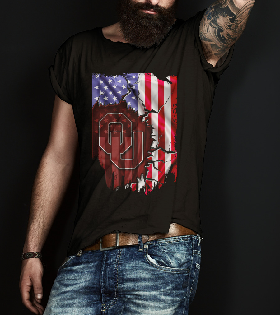 American Flag Oklahoma Sooners OU T-Shirt
