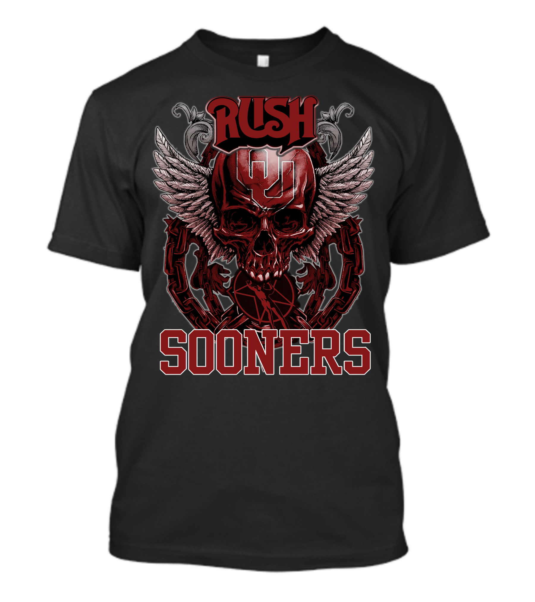 Rush Oklahoma Sooners Skull Wings T-Shirt