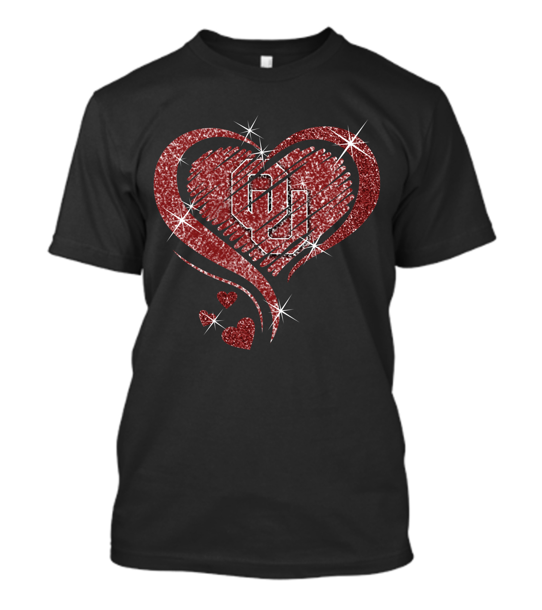 Heart Diamond OU Oklahoma Sooners Sparkle T-Shirt