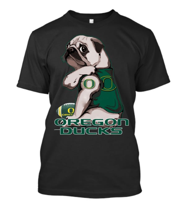 Pug Wearing Oregon Ducks Football Jersey T-Shirt