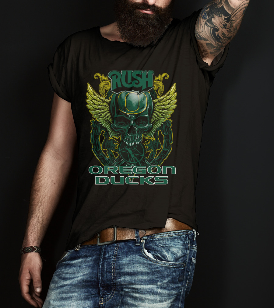 Rush Oregon Ducks Winged Skull Emblem T-Shirt