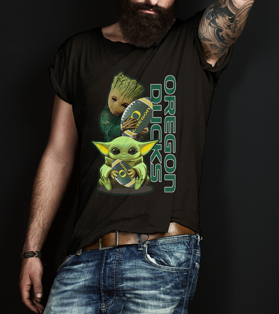 Groot Baby Yoda Oregon Ducks Football T-Shirt