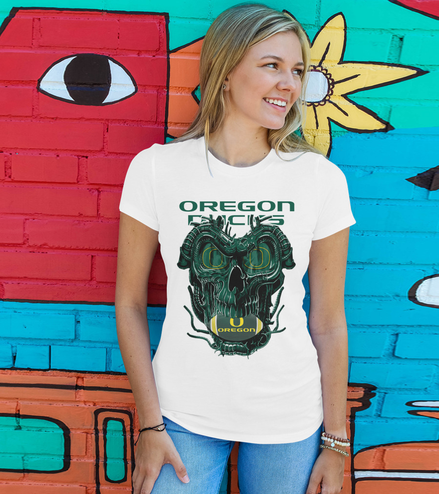 Oregon Ducks Dragonskull Football Fusion T-Shirt