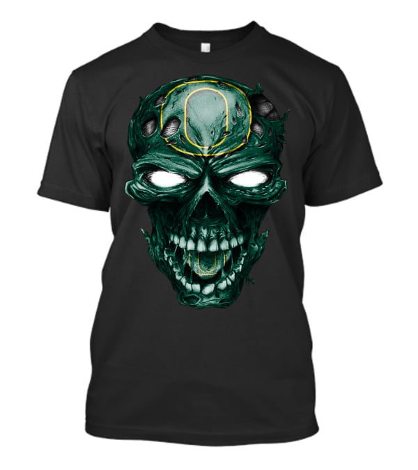 Skull Oregon Ducks Green Zombie Head With Neon O T-Shirt