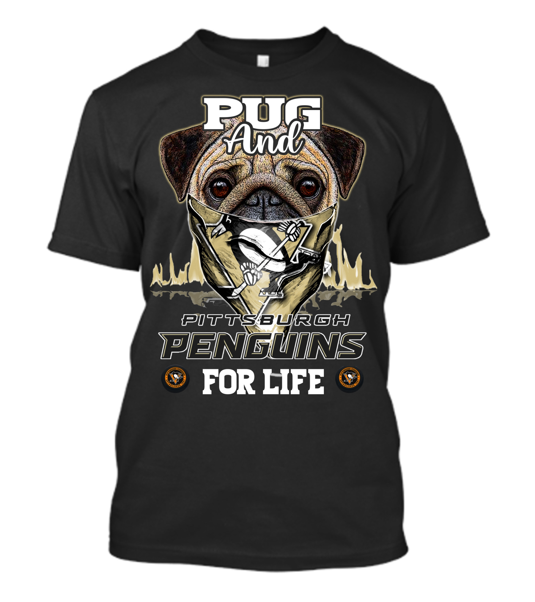 Pug And Pittsburgh Penguins For Life T-Shirt