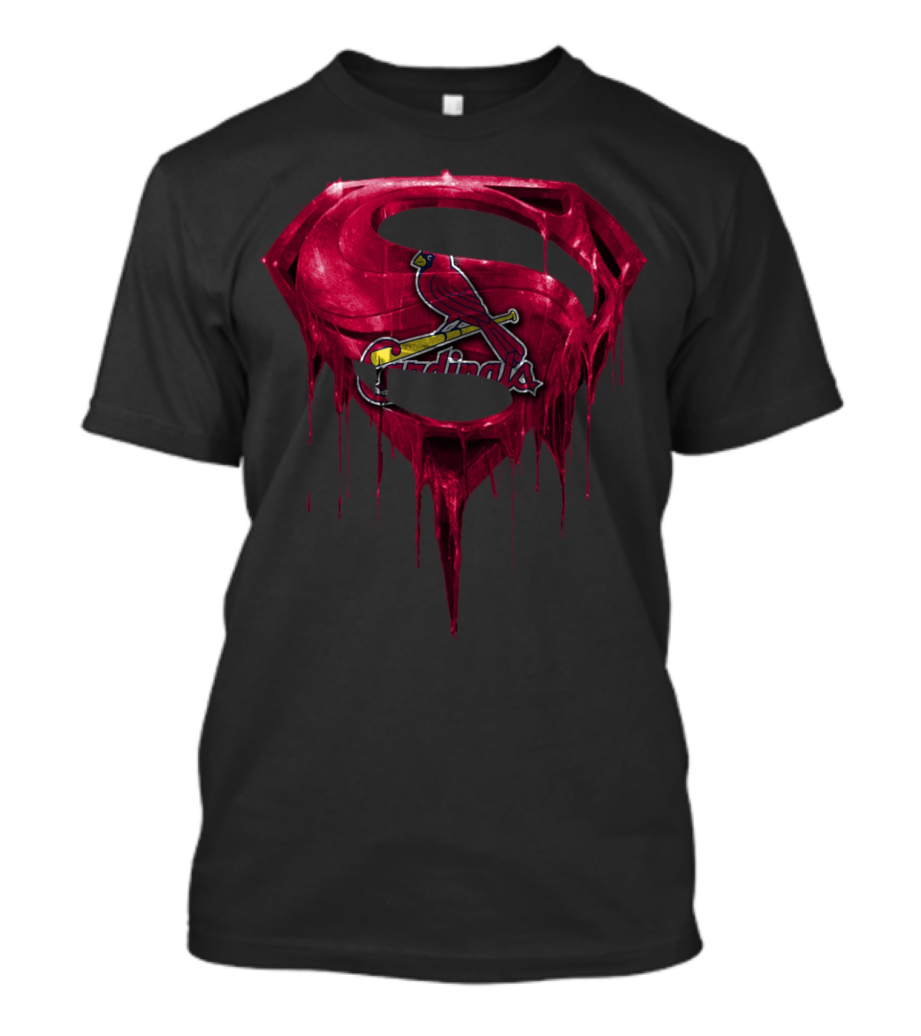 Superman Logo St. Louis Cardinals Fusion Dripping Effect T-Shirt
