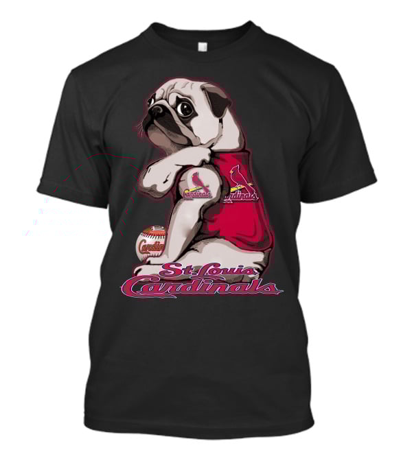 St. Louis Cardinals Pug With Baseball T-Shirt