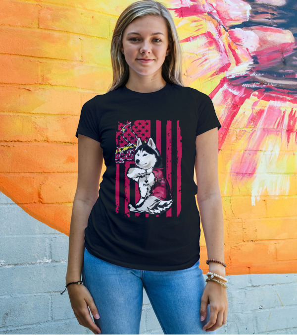 Siberian Husky St. Louis Cardinals Fan With Love Mom Tattoo T-Shirt