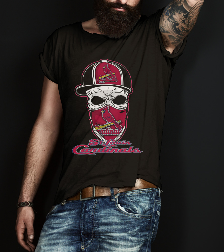 St. Louis Cardinals Skull Mask Hat Baseball T-Shirt