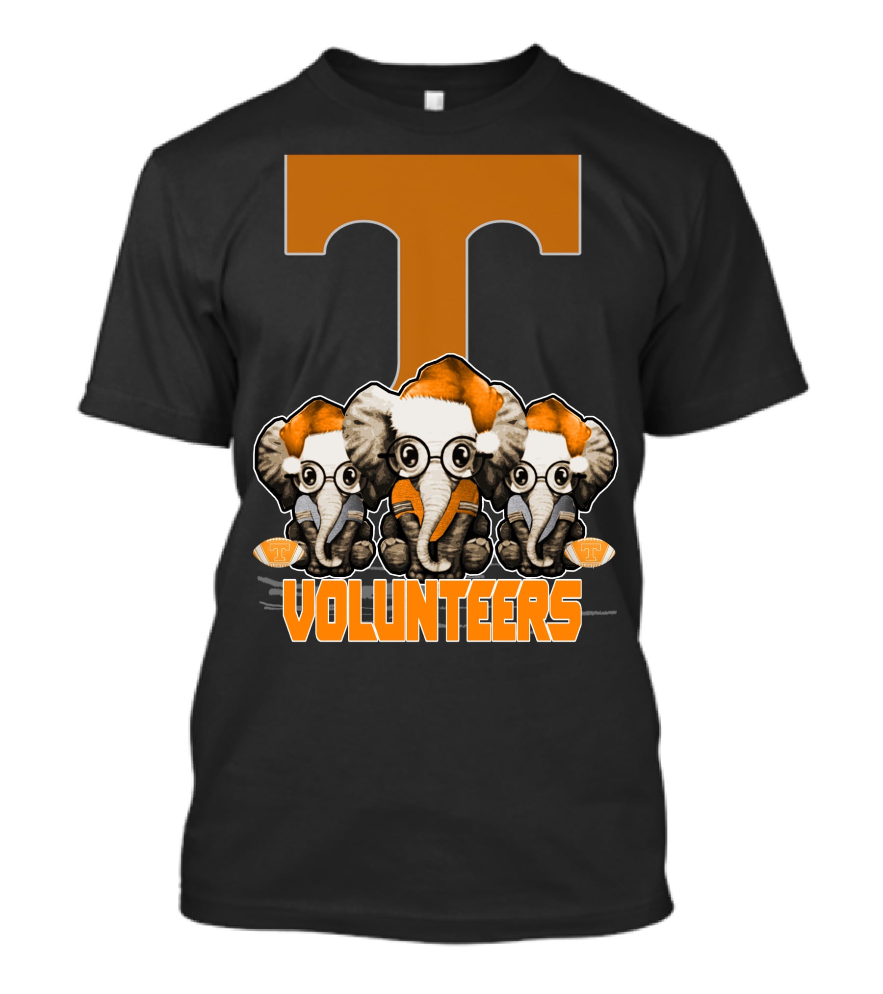 Three Elephants With Santa Hats Tennessee Volunteers T-Shirt