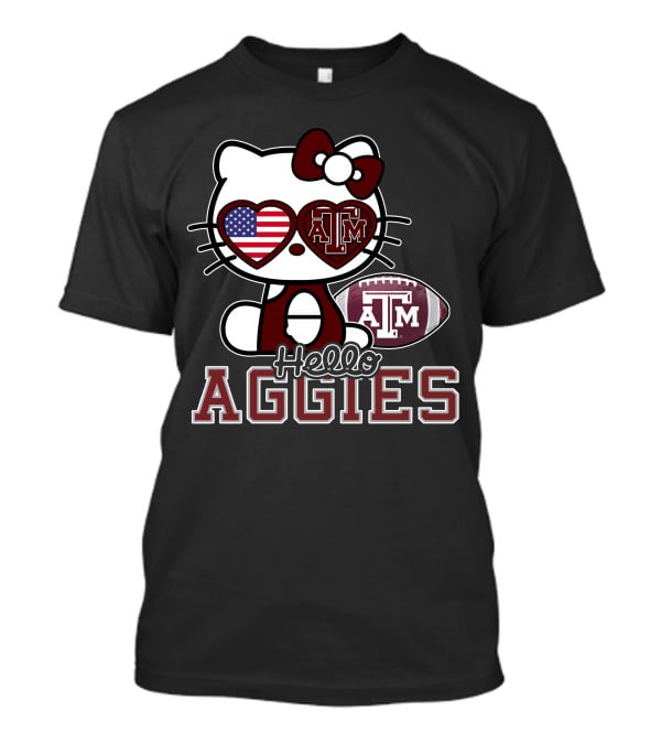 Hello Kitty Texas A&M Aggies Football American Flag T-Shirt