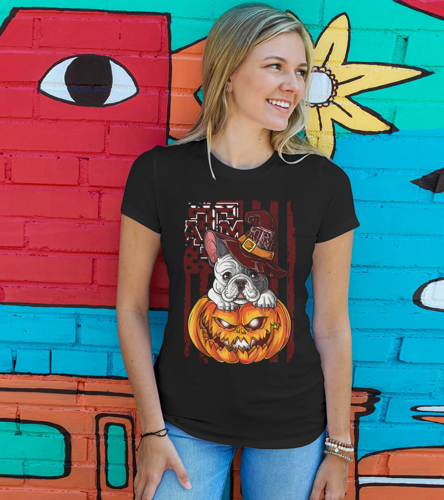 Hlw Bulldog Texas A&M Aggies Halloween Pumpkin Hat T-Shirt