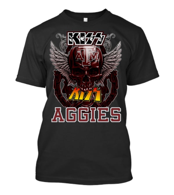 Kiss Texas A&M Aggies Skull Logo Wings T-Shirt