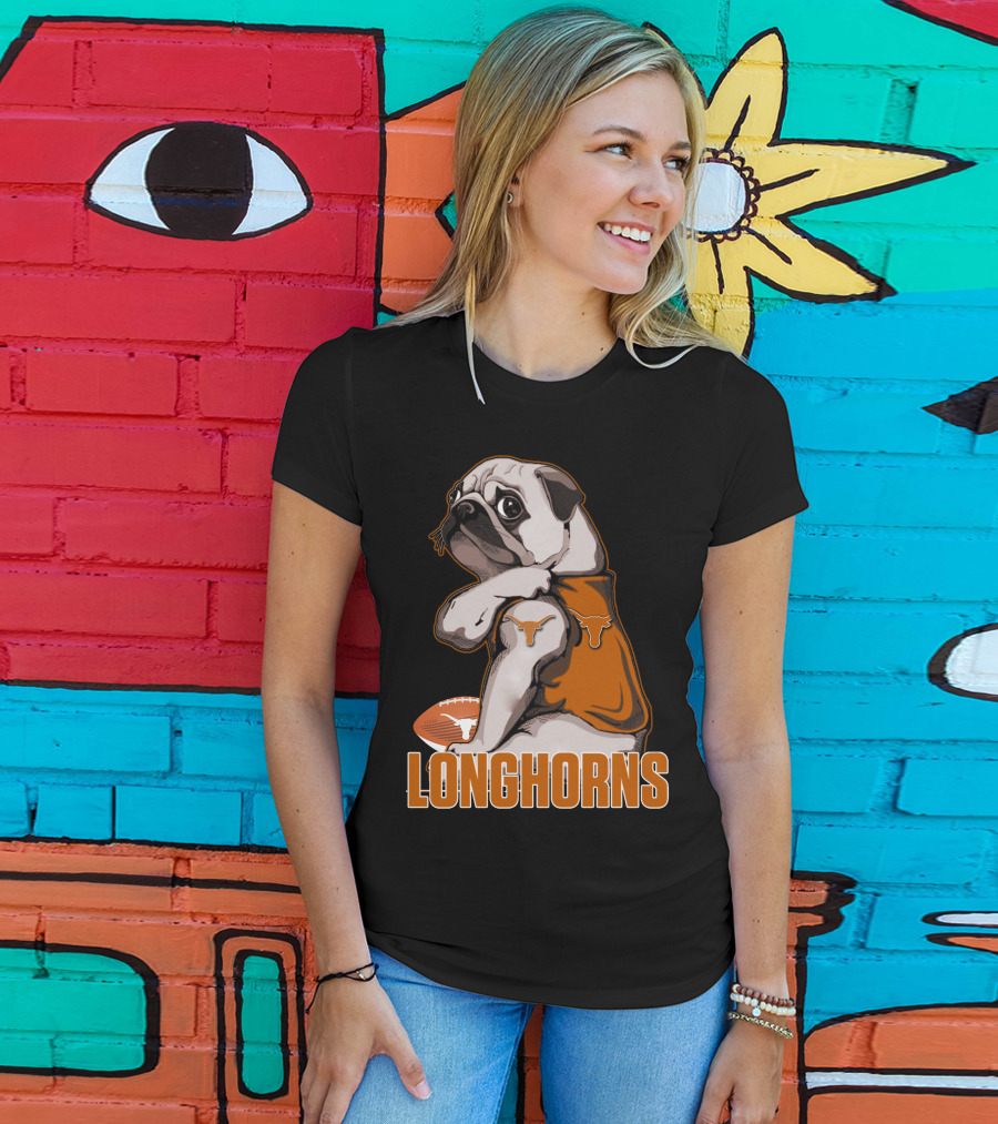 Pug Longhorns Football T-Shirt