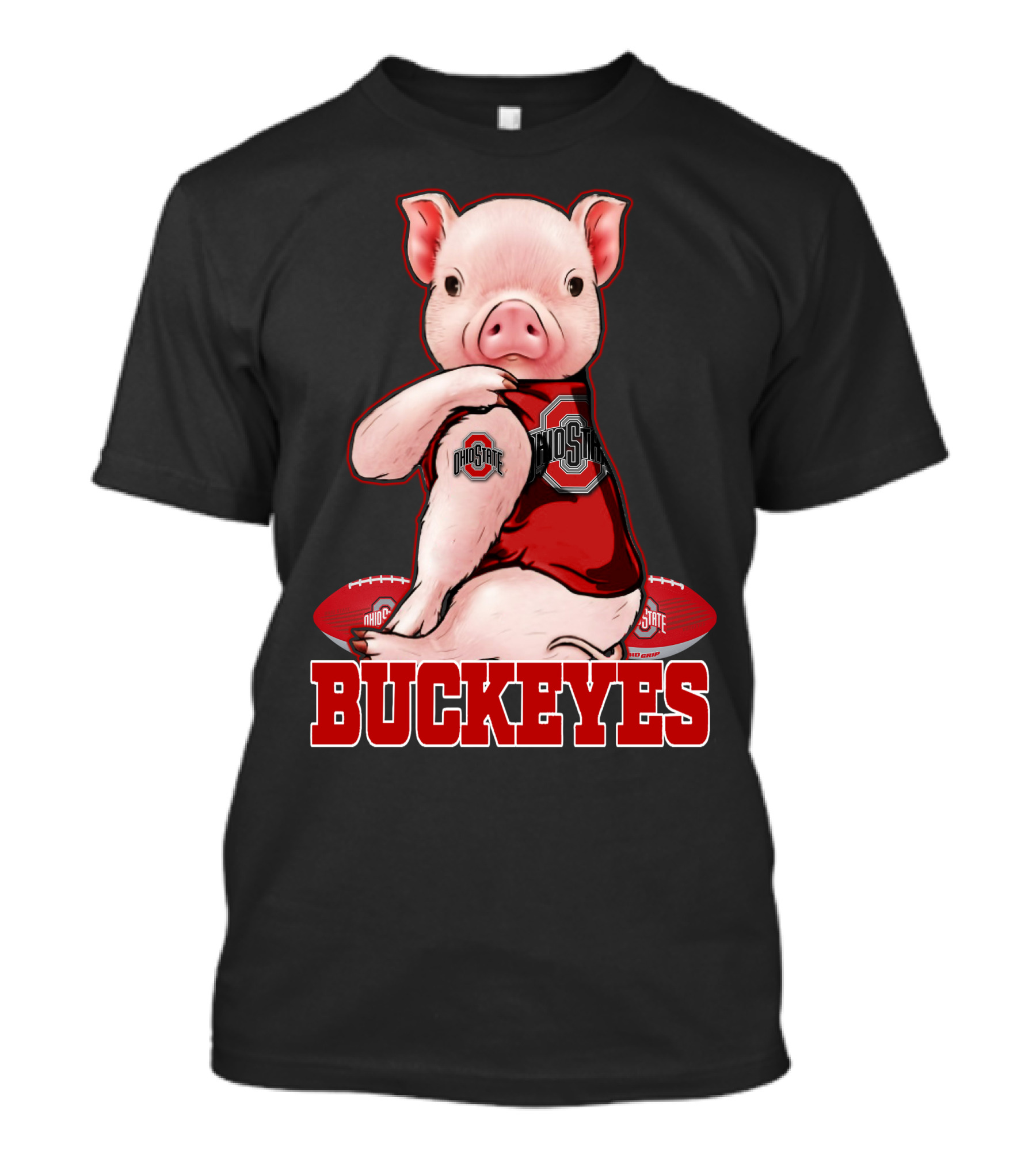 Pig Wearing Ohio State Buckeyes Gear With Footballs T-Shirt