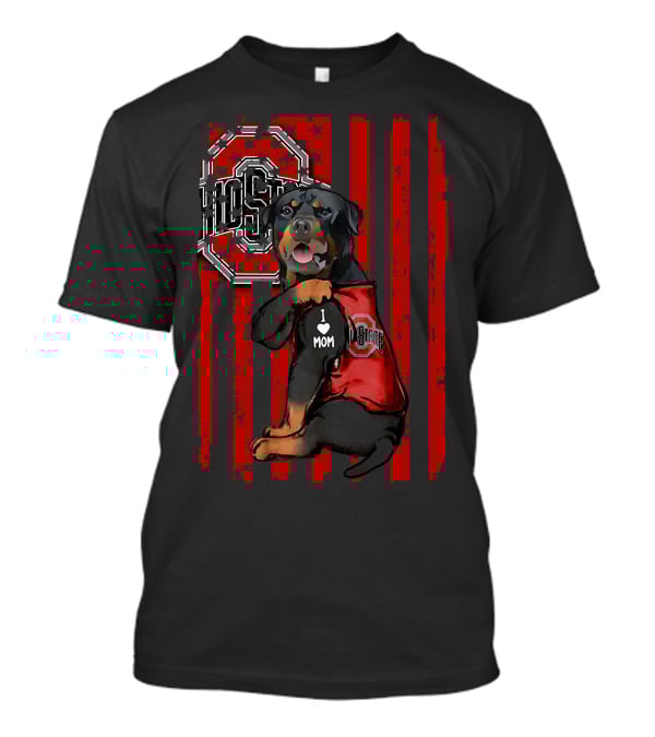 Rottweiler Ohio State Buckeyes I Love Mom T-Shirt