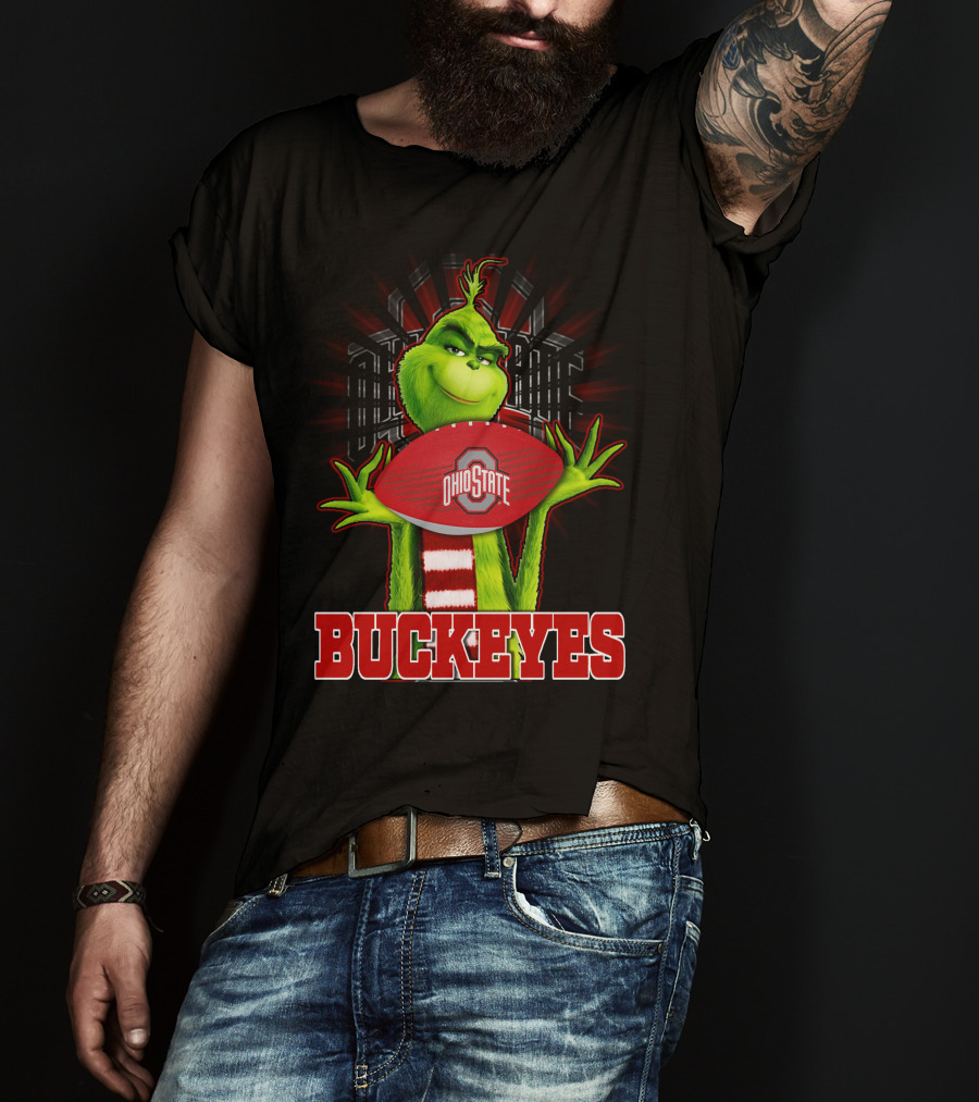 Grinch Holding Ohio State Buckeyes Football T-Shirt