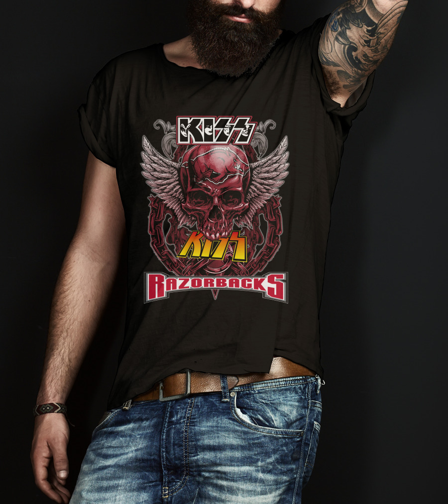 Kiss Razorbacks Winged Skull Chain T-Shirt