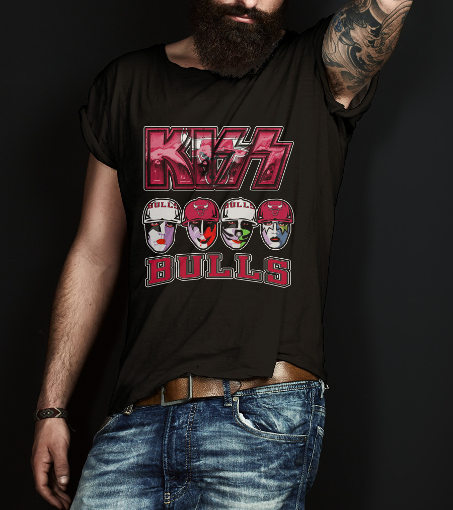 Kiss Meets Chicago Bulls Rock Band Makeup Faces T-Shirt