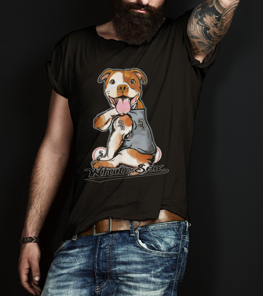 Pittbull White Sox Baseball Dog T-Shirt