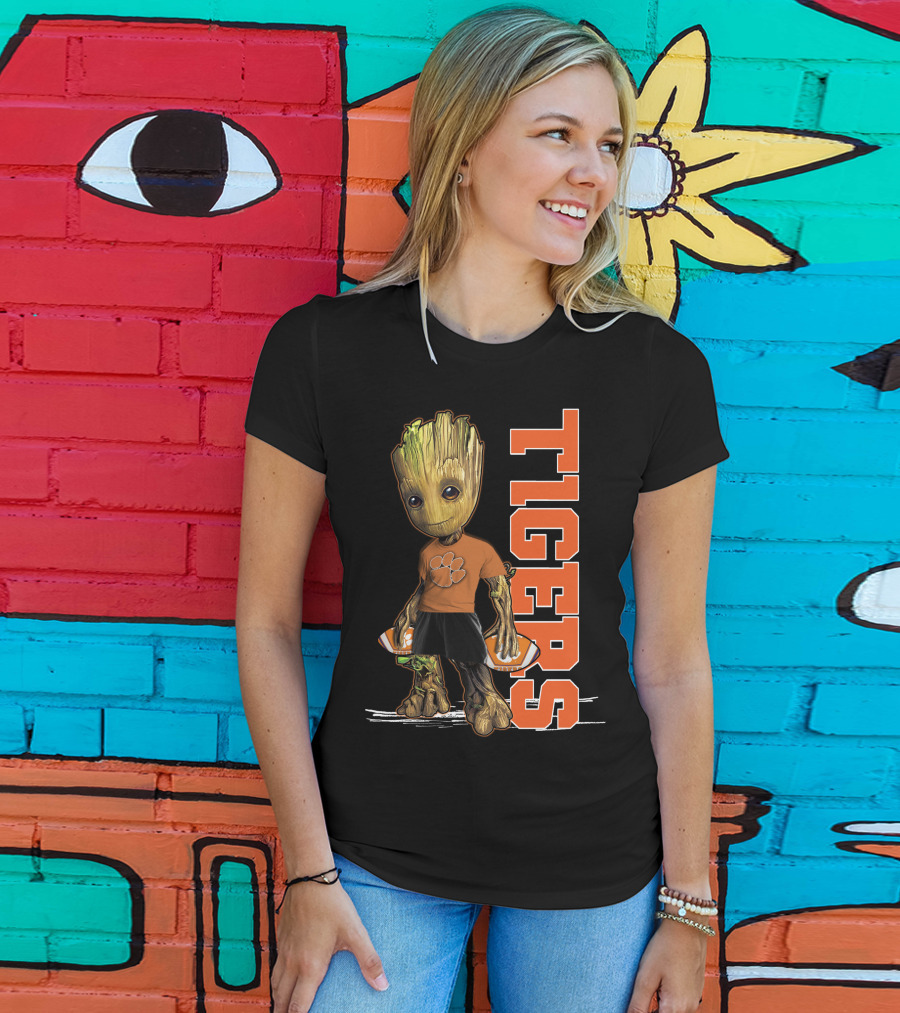 Groot Clemson Tigers Football Fan Marvel Groot And Clemson University Sports Fan Gear T-Shirt