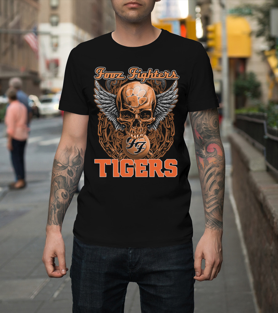 Fooz Fighters Skull Tigers Clemson T-Shirt