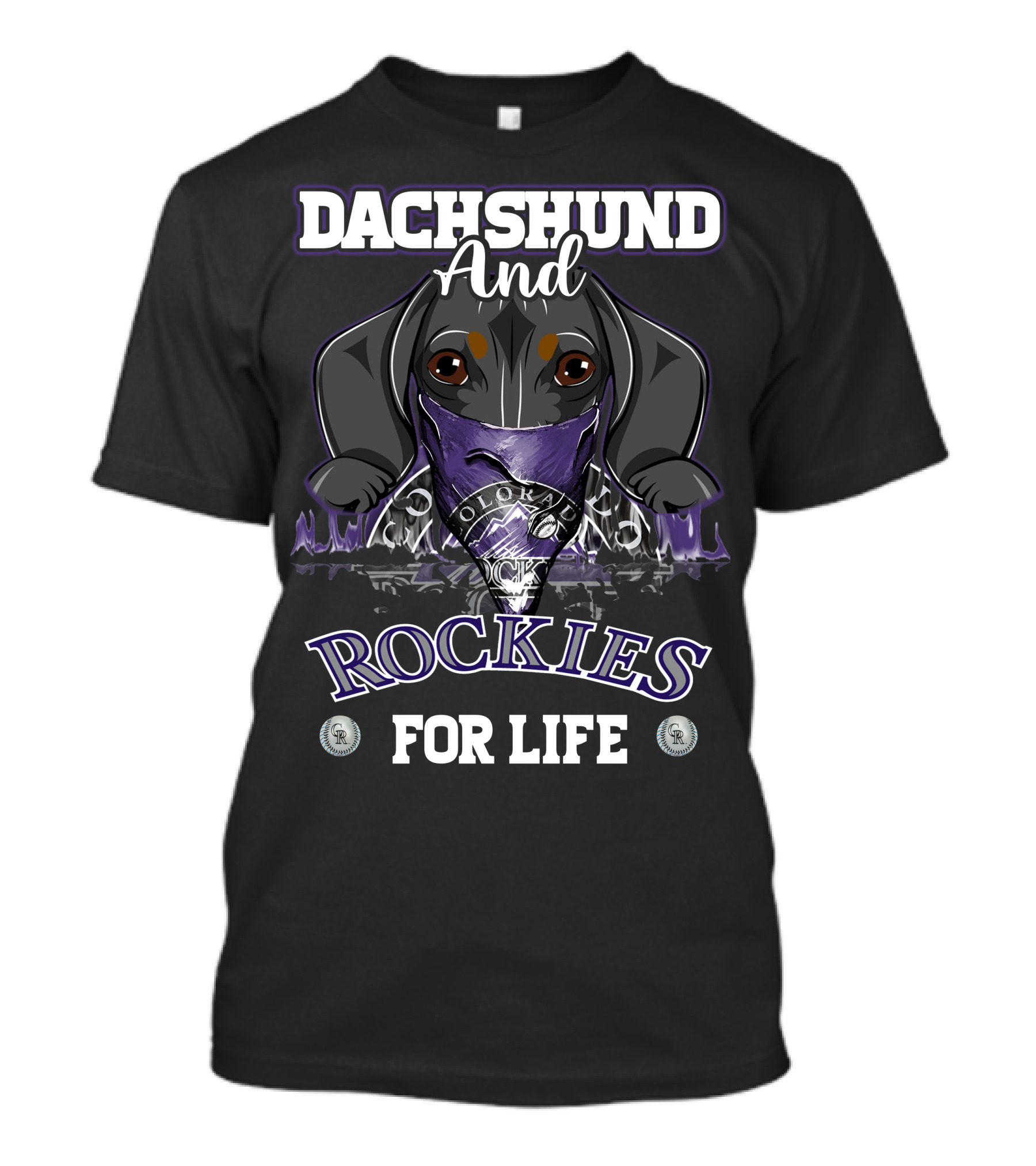 Dachshund And Colorado Rockies For Life T-Shirt