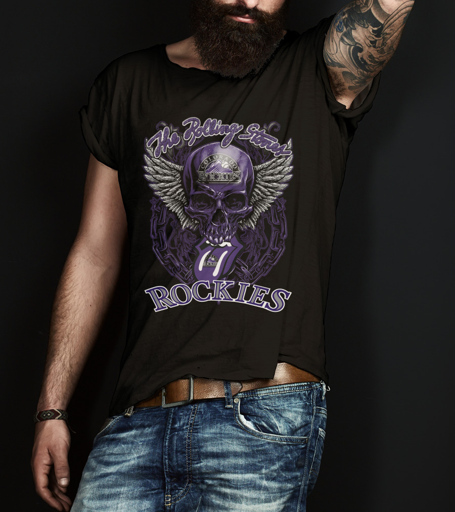 The Rolling Stones Colorado Rockies Skull With Wings And Tongue T-Shirt