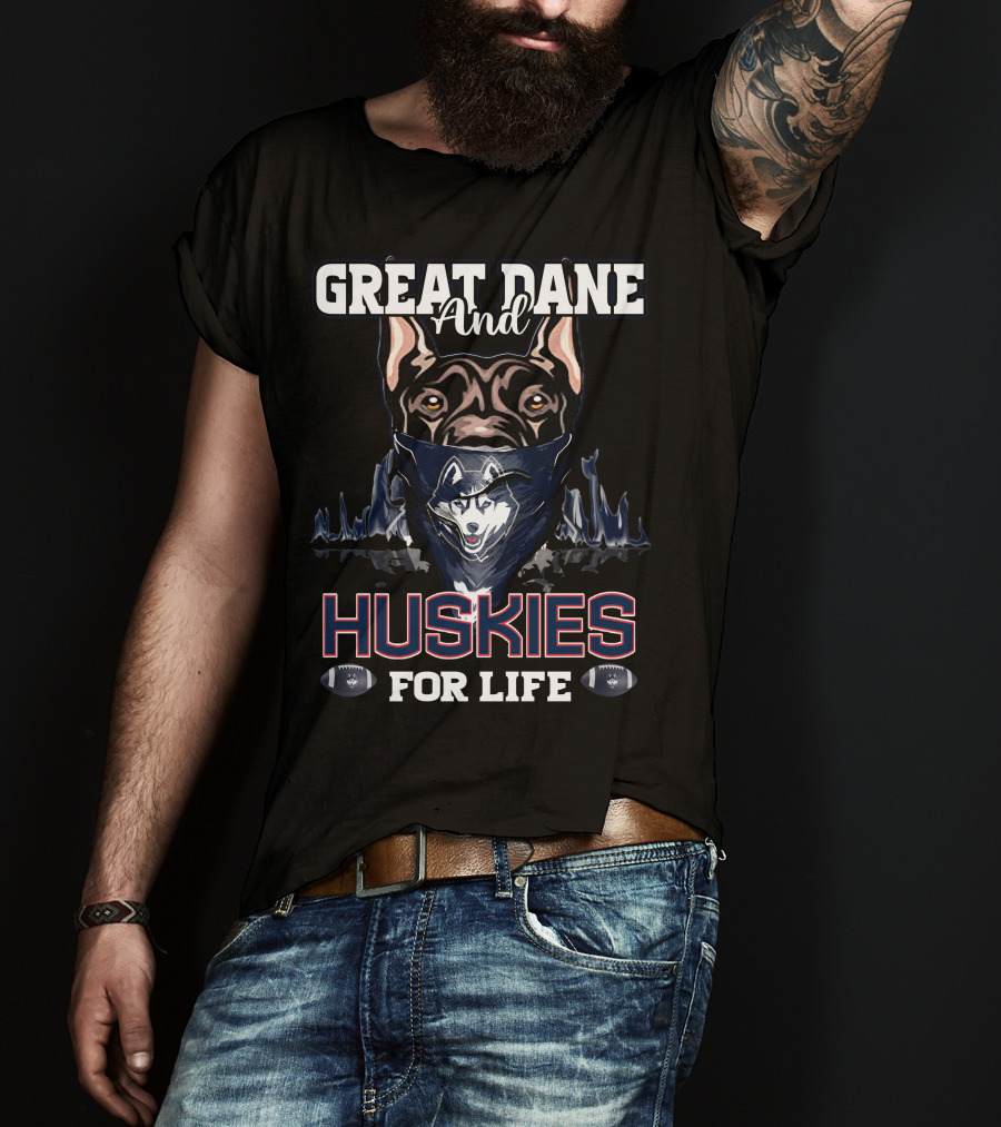 Great Dane And Huskies For Life Connecticut T-Shirt