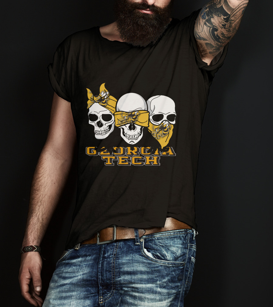 3 Skull Yellow Jackets Georgia Tech T-Shirt