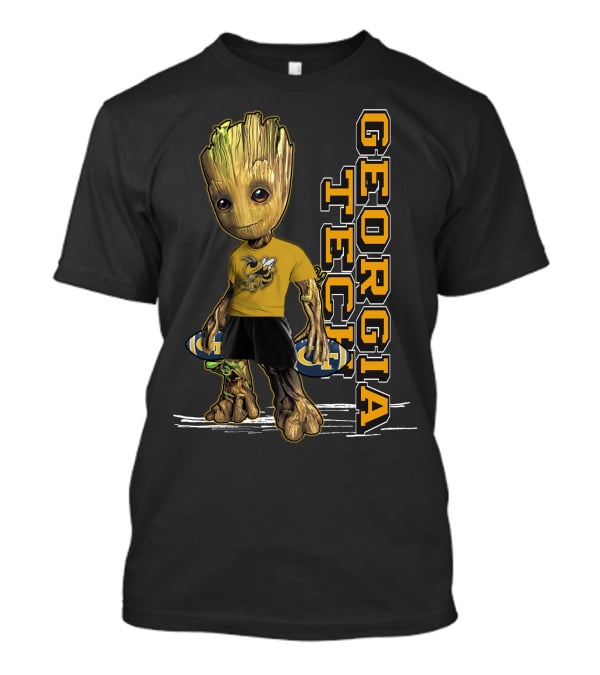 Groot In Georgia Tech Yellow Jackets Shirt With Buzz T-Shirt