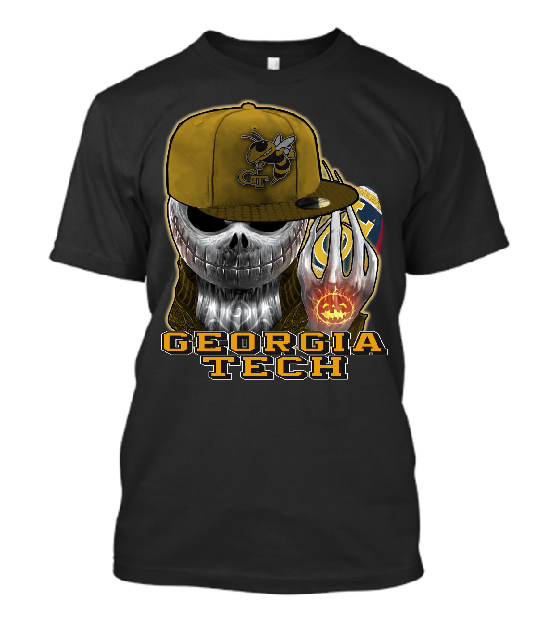 Jackskull Georgia Tech Yellow Jackets Skeleton Skull Halloween T-Shirt