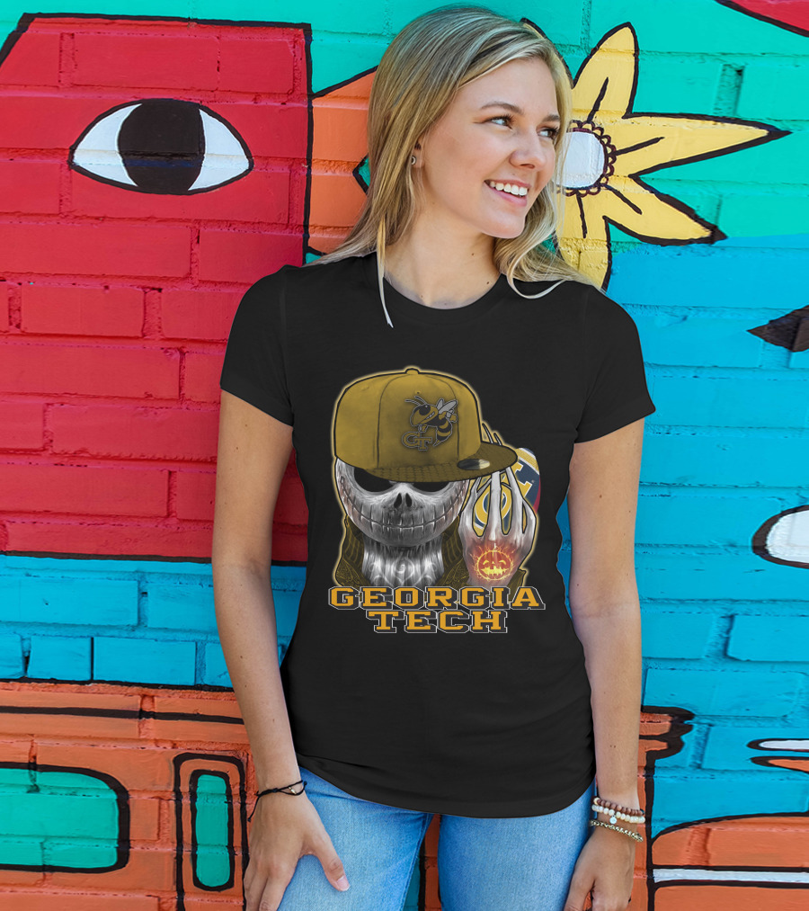 Jackskull Georgia Tech Yellow Jackets Skeleton Skull Halloween T-Shirt