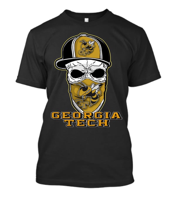 Skull Hat Georgia Tech Yellow Jackets Buzz Mascot T-Shirt