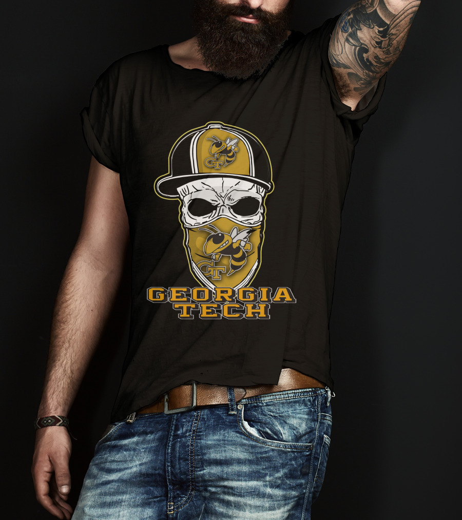 Skull Hat Georgia Tech Yellow Jackets Buzz Mascot T-Shirt
